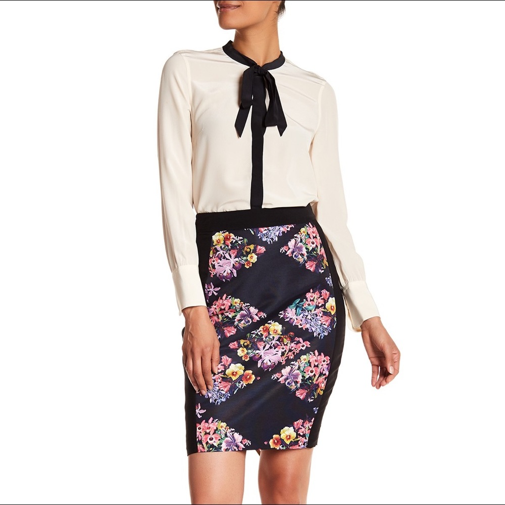 Ted Baker lost gardens diamond floral pencil skirt